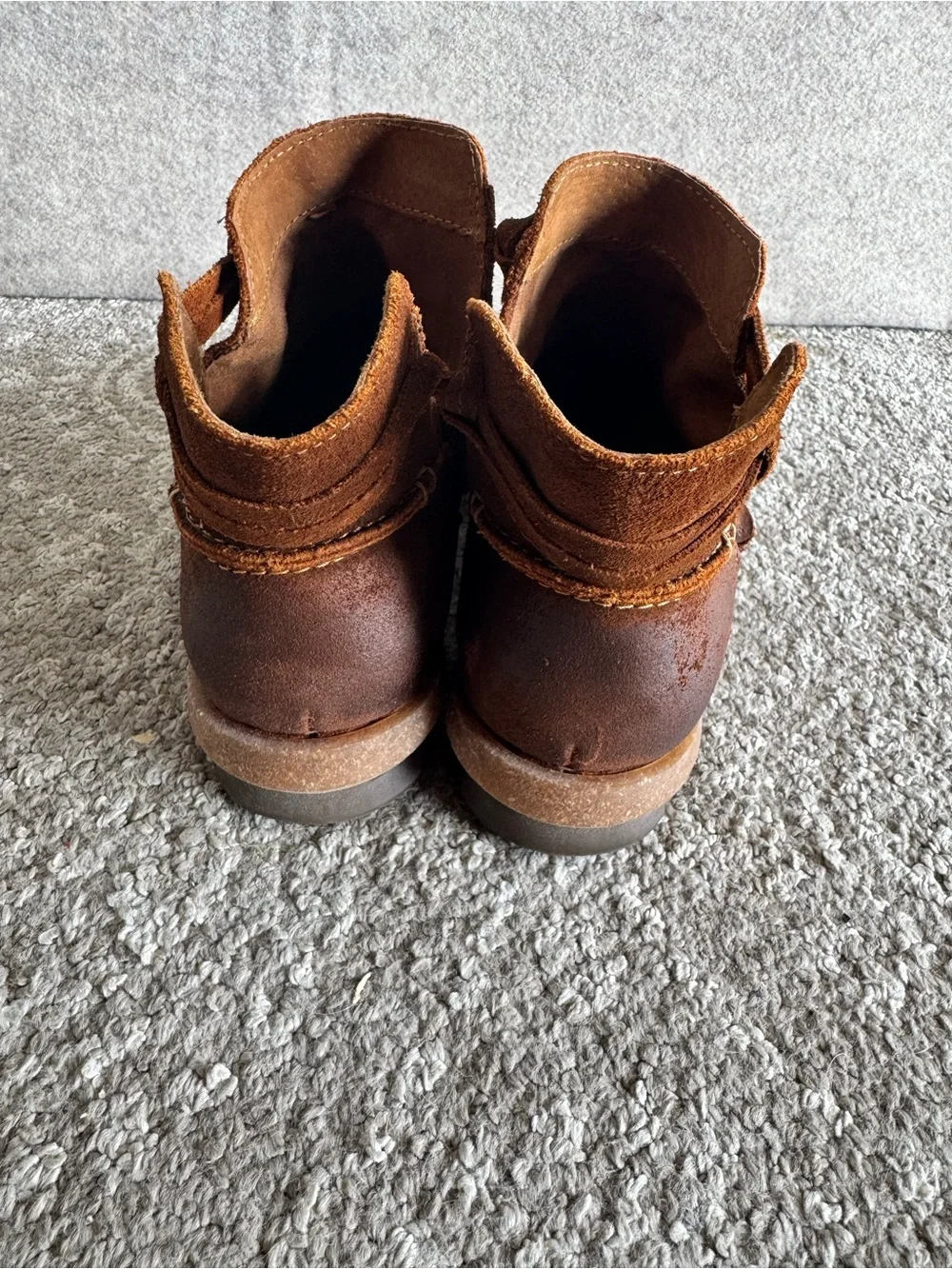 Born Tarkiln Brown Suede Leather Ankle Boots 8 Boho Strappy Side Zip